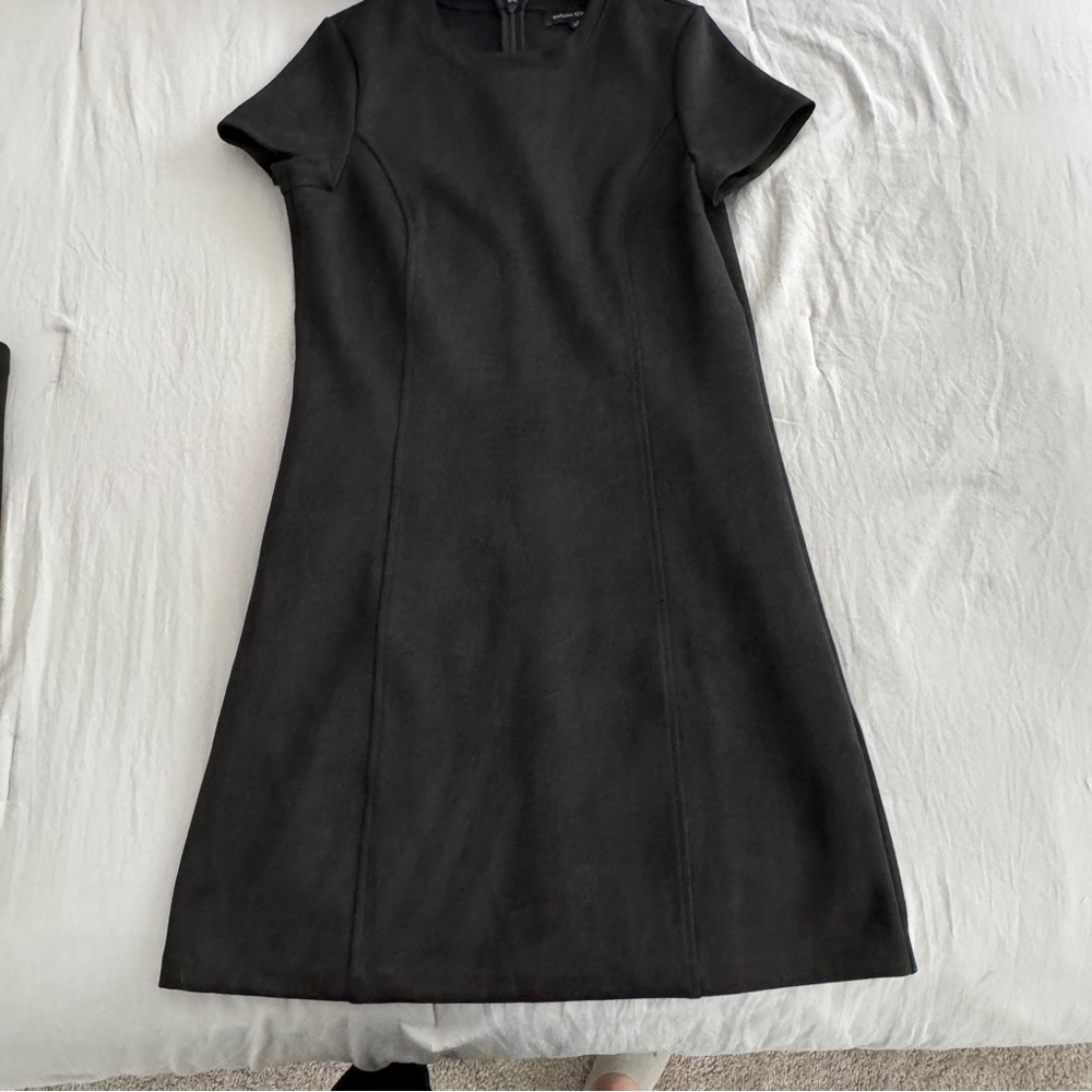 Banana Republic Black Short-Sleeve Mini Shift Dress